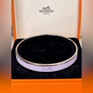 ⭐️COA💜HERMÈS Horse & Carriage Logo Bangle/Bracelet⭐️Lavender⭐️W/BOX 💯 Authentic